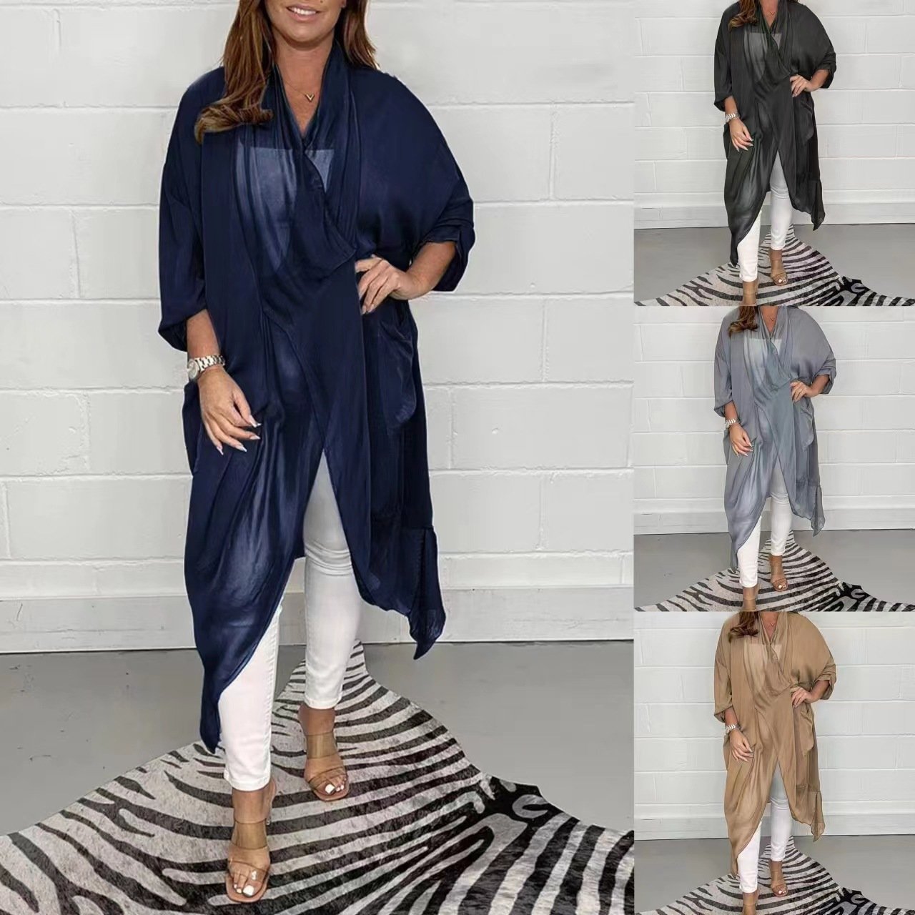Women's Loose Fit V-Neck Tunic Top with Relaxed Drape
