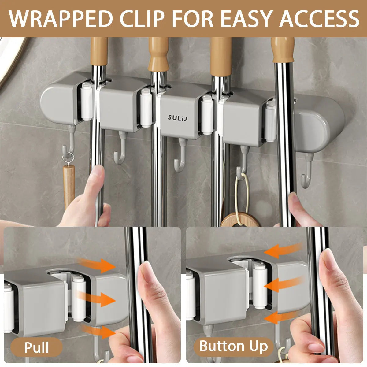 Wall-Mounted Mop and Broom Holder