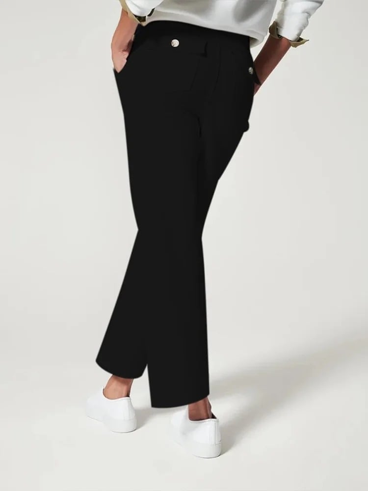 Women's Cropped Wide Leg Twill Pants with Pull-On Waist