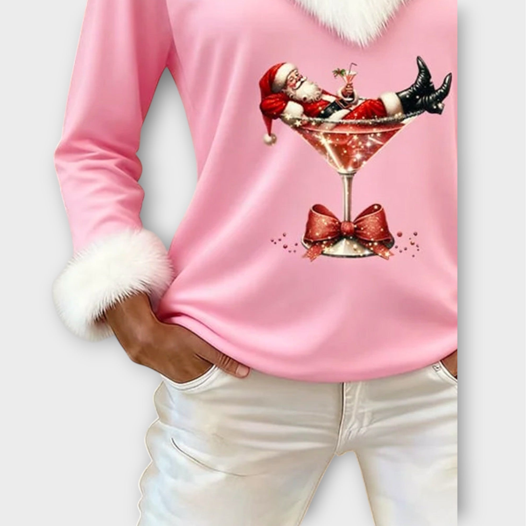 Sváteční top Santa Martini z umělé kožešiny