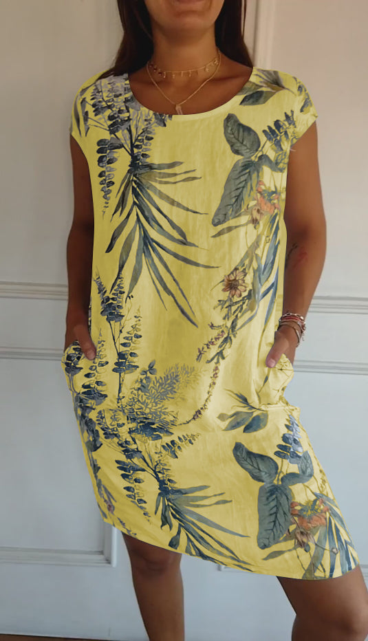 Women's Floral Print Round Neck Casual Summer Dress