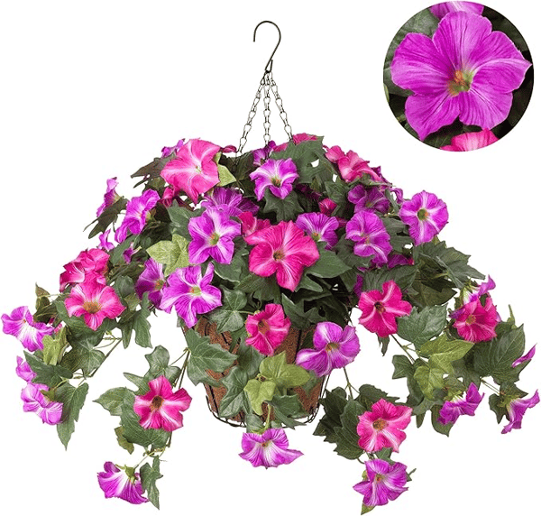 EverBloom Artificial Petunias – Lush Hanging Floral Décor