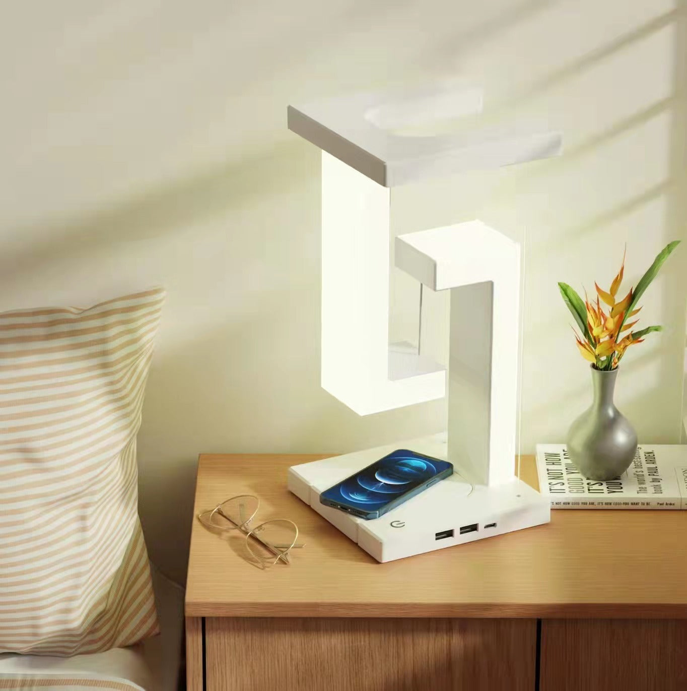 LED Desk Lamp with Wireless Charging for Home and Office