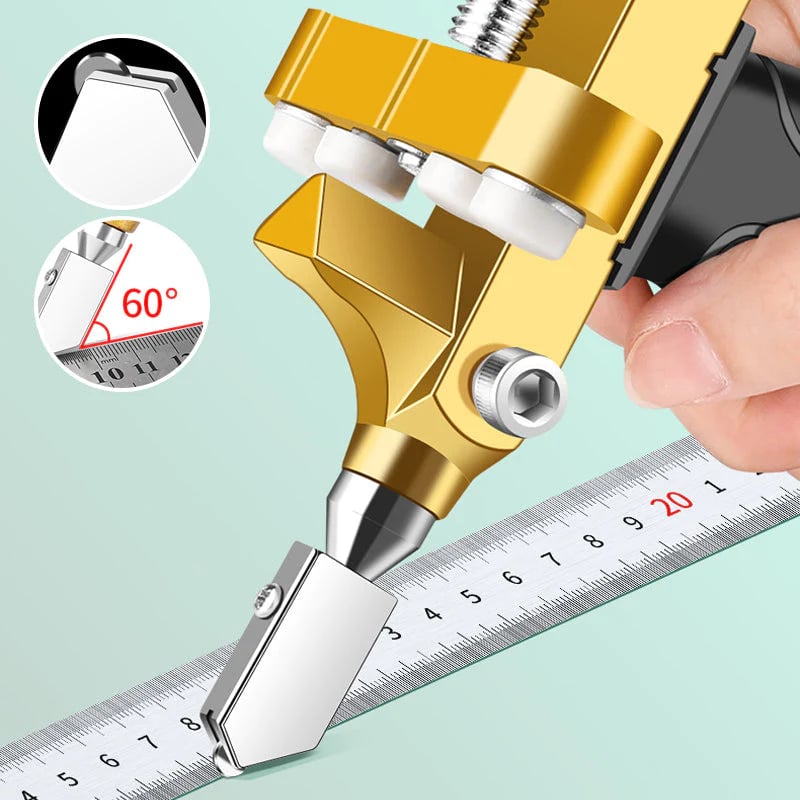 Outil 2-en-1 pour couper le verre et le carrelage avec guide de mesure