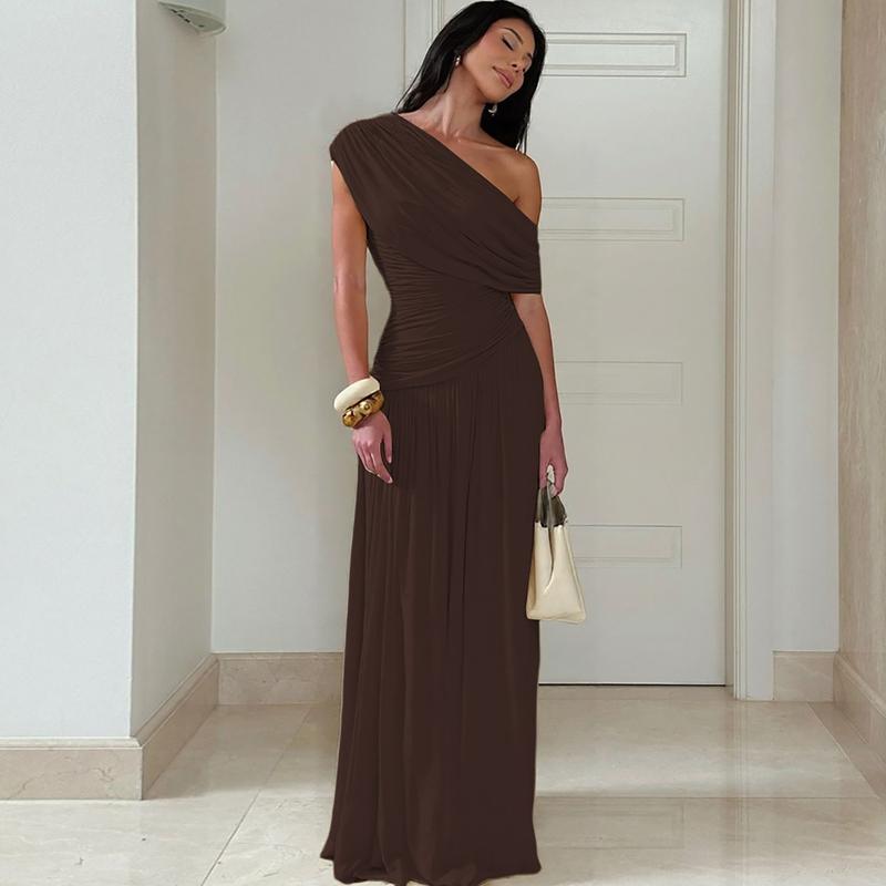 Mano - Elegant One Shoulder Evening Bodycon Maxi Dress