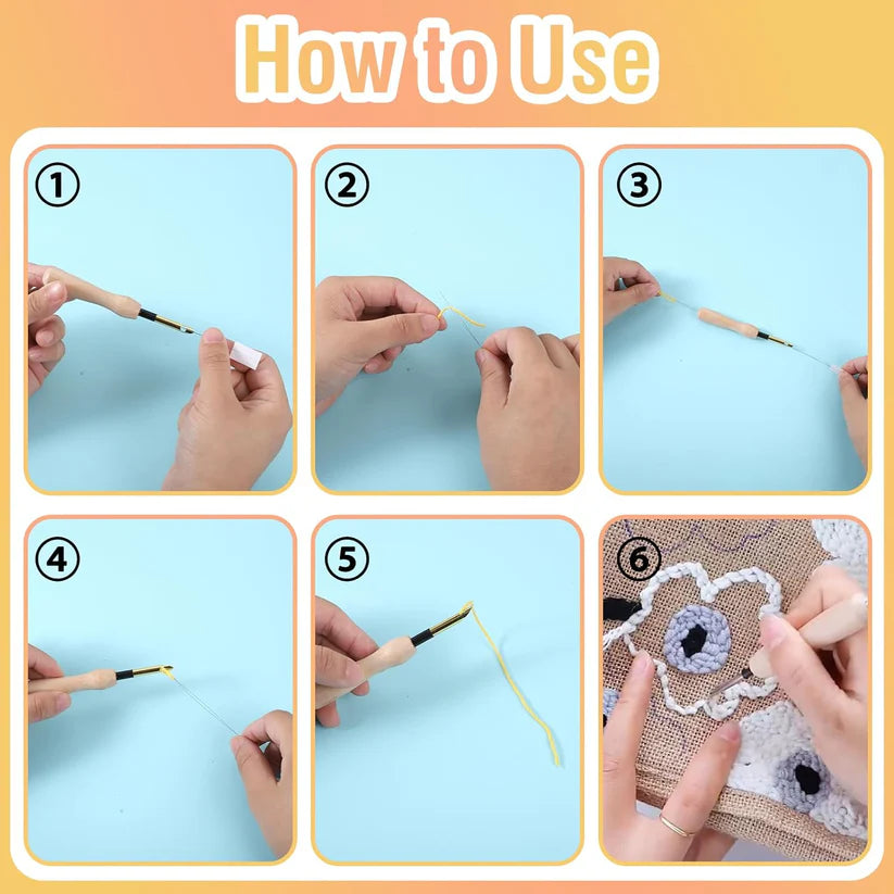 ThreadCrest - Punch-Needle-Stickset für florale DIY-Projekte