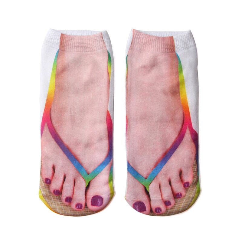 Flip-Flop Style Printed Socks