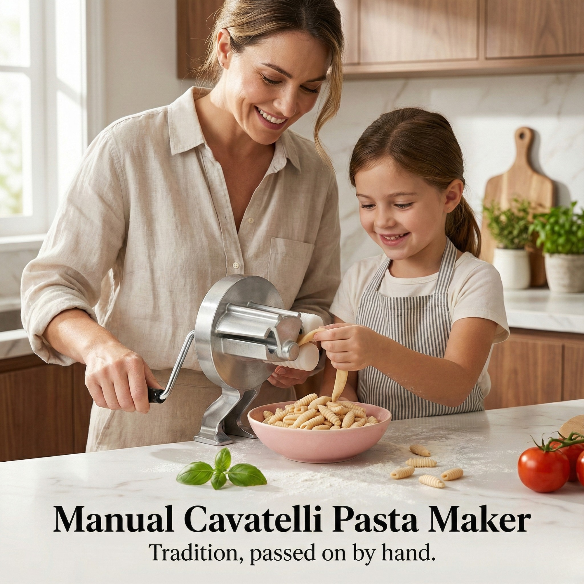 Manual Cavatelli Pasta Maker – Hand-Crank Homemade Pasta Tool