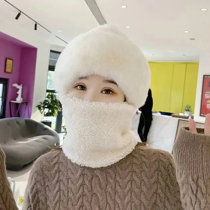 Větruodolná huňatá čepice se šálou na zimu