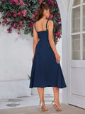 Damen-Midikleid mit gerafftem Brustbereich, Seitenschlitz und Spaghettiträgern