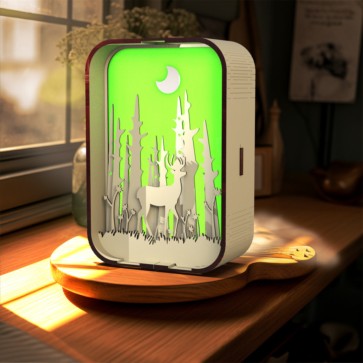 3D Wooden LED Night Light Decorative Bedside Ambient Lamp