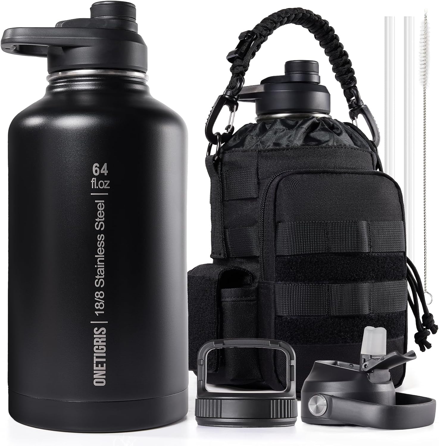 HydraCore - Borraccia termica isolata da 64oz – Idratazione per tutto il giorno con tappo con cannuccia