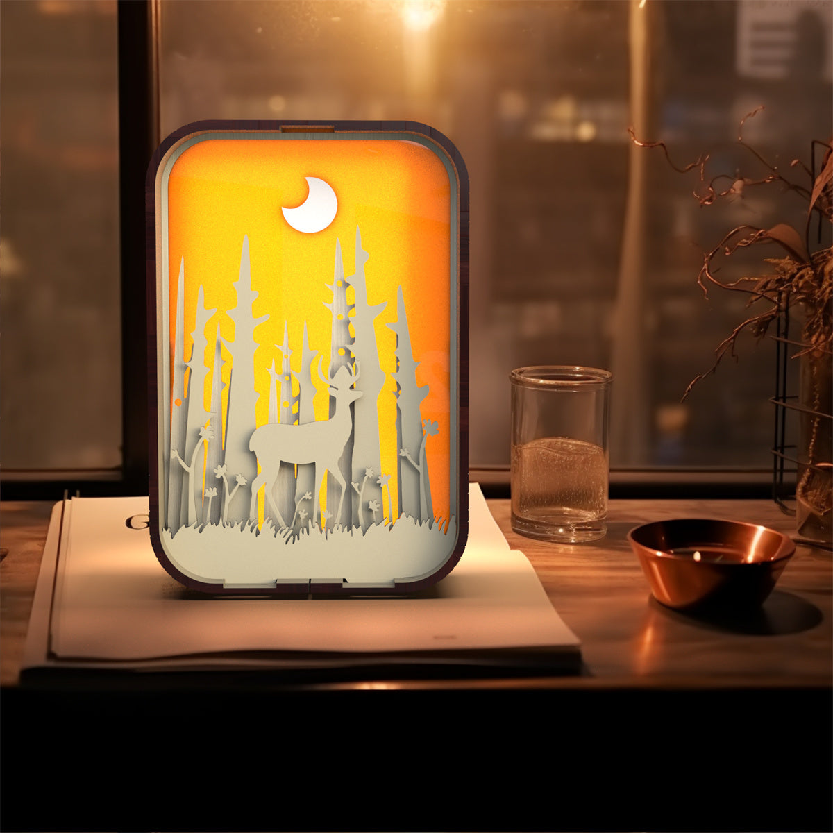 3D Wooden LED Night Light Decorative Bedside Ambient Lamp