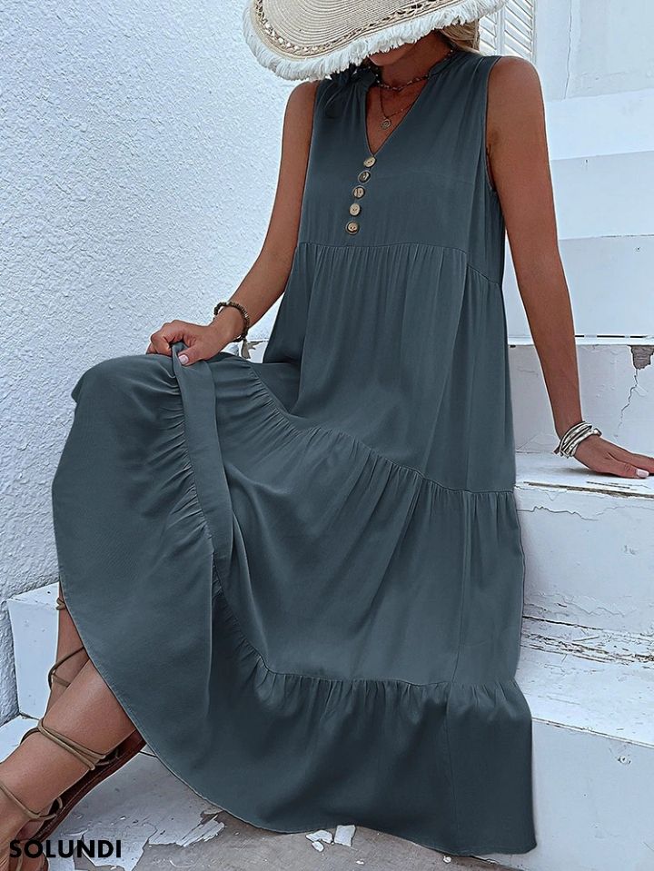 Heidi - Button Front Ruffle Dress