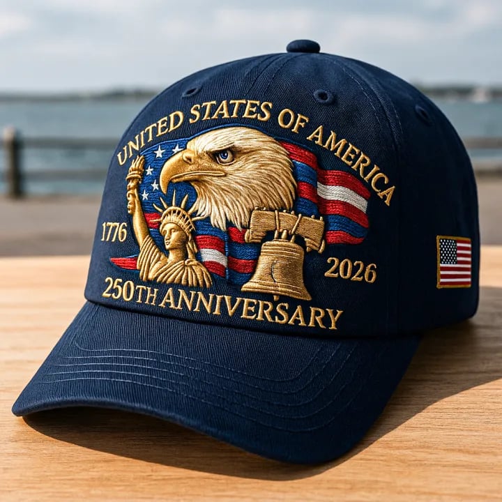 250th Anniversary American Patriotic Embroidered Baseball Cap