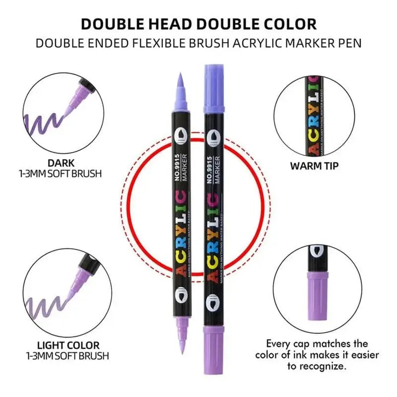72-Color Dual-Tip Acrylic Markers – Multi-Surface Art Set