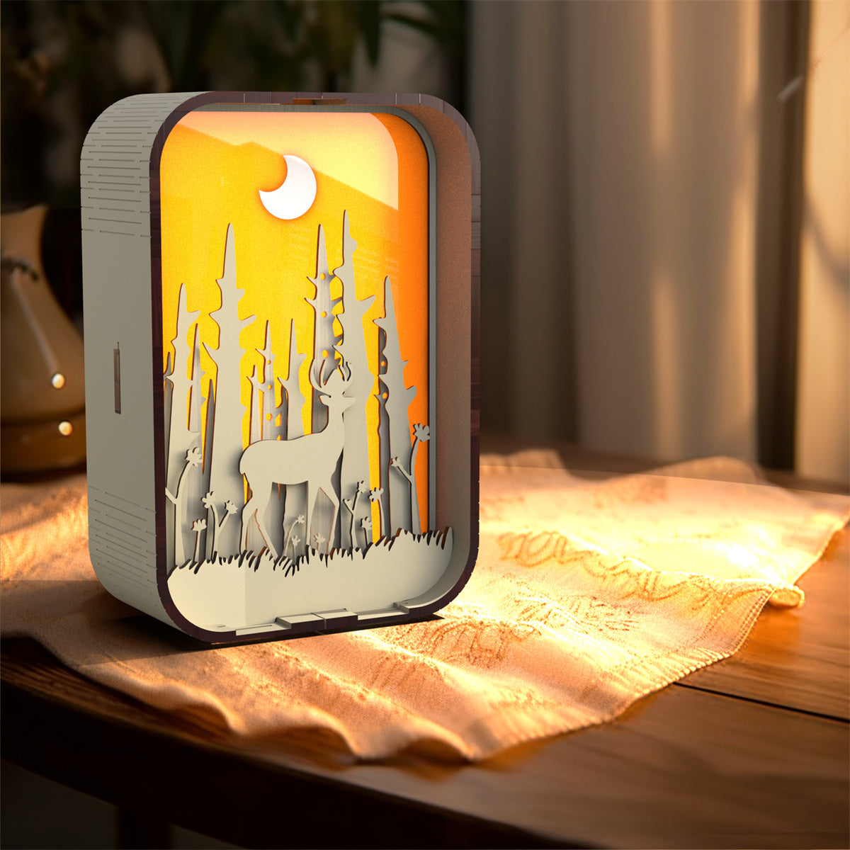 3D Wooden LED Night Light Decorative Bedside Ambient Lamp