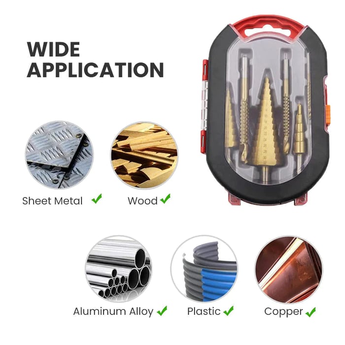 StepPro - Titanium Step Drill Bit Set