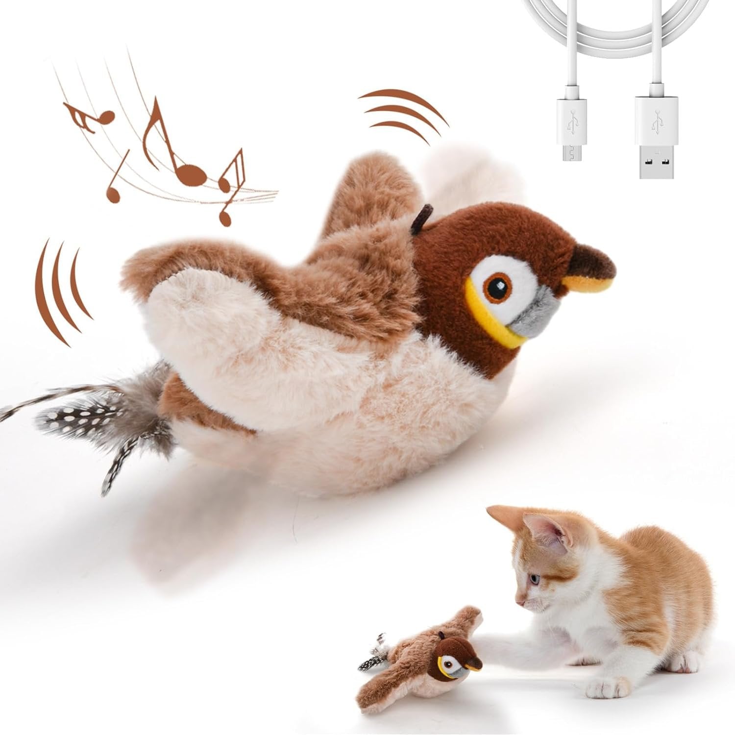 ChirpBuddy – Giocattolo interattivo in peluche a forma di gatto con cinguettio