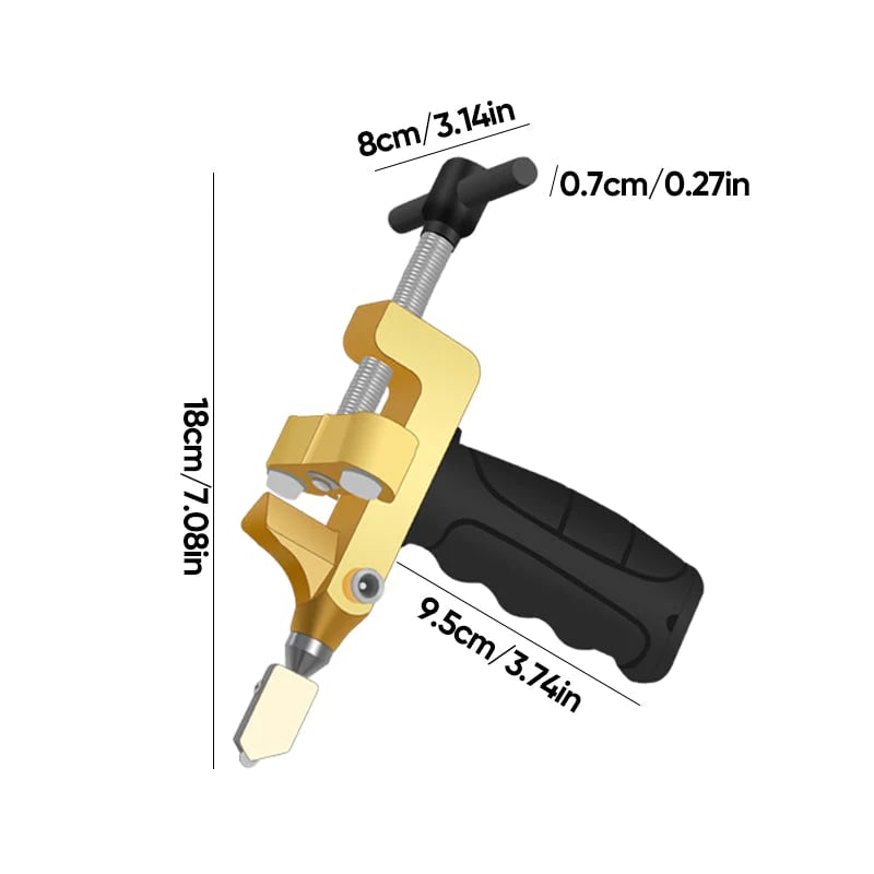 Outil 2-en-1 pour couper le verre et le carrelage avec guide de mesure