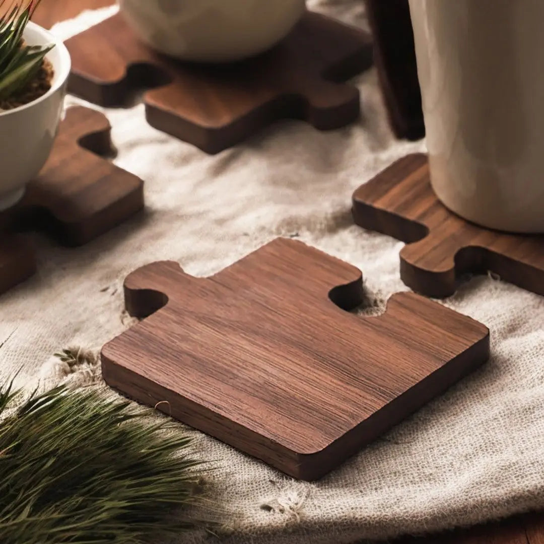 Sottobicchieri Puzzle in Legno di Noce Alderon