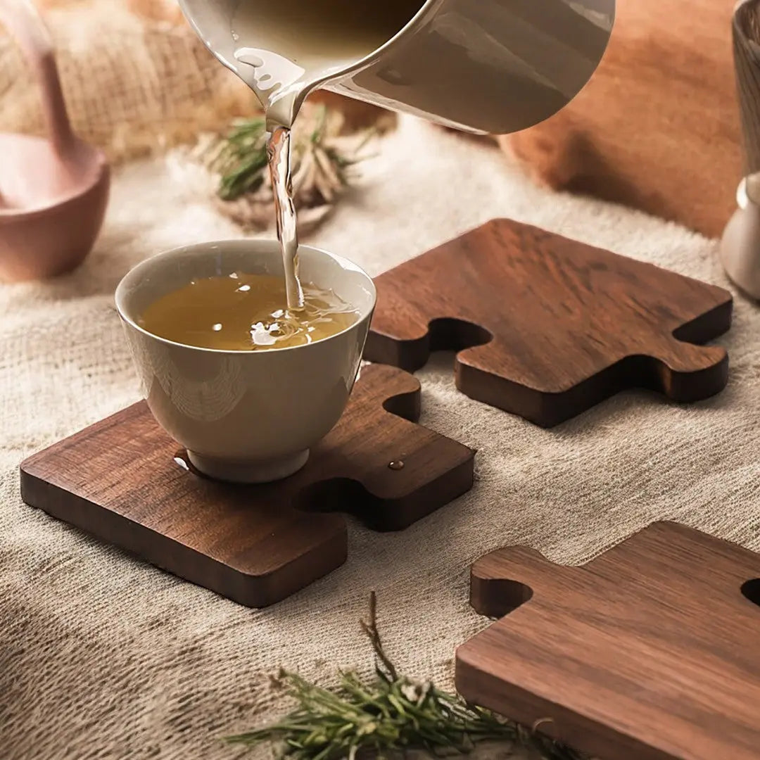 Sottobicchieri Puzzle in Legno di Noce Alderon