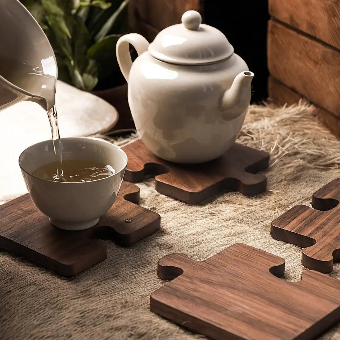 Sottobicchieri Puzzle in Legno di Noce Alderon