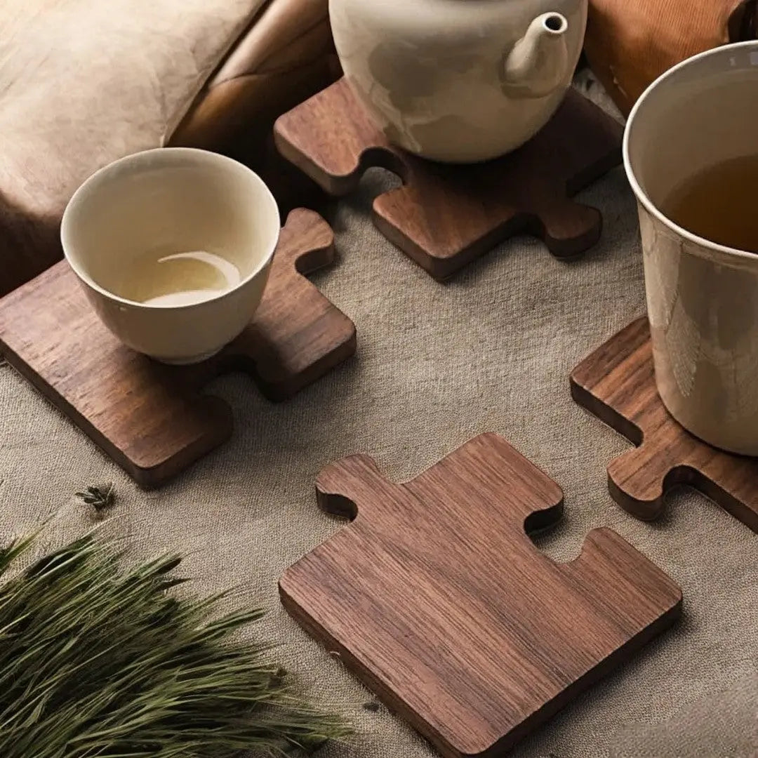 Sottobicchieri Puzzle in Legno di Noce Alderon