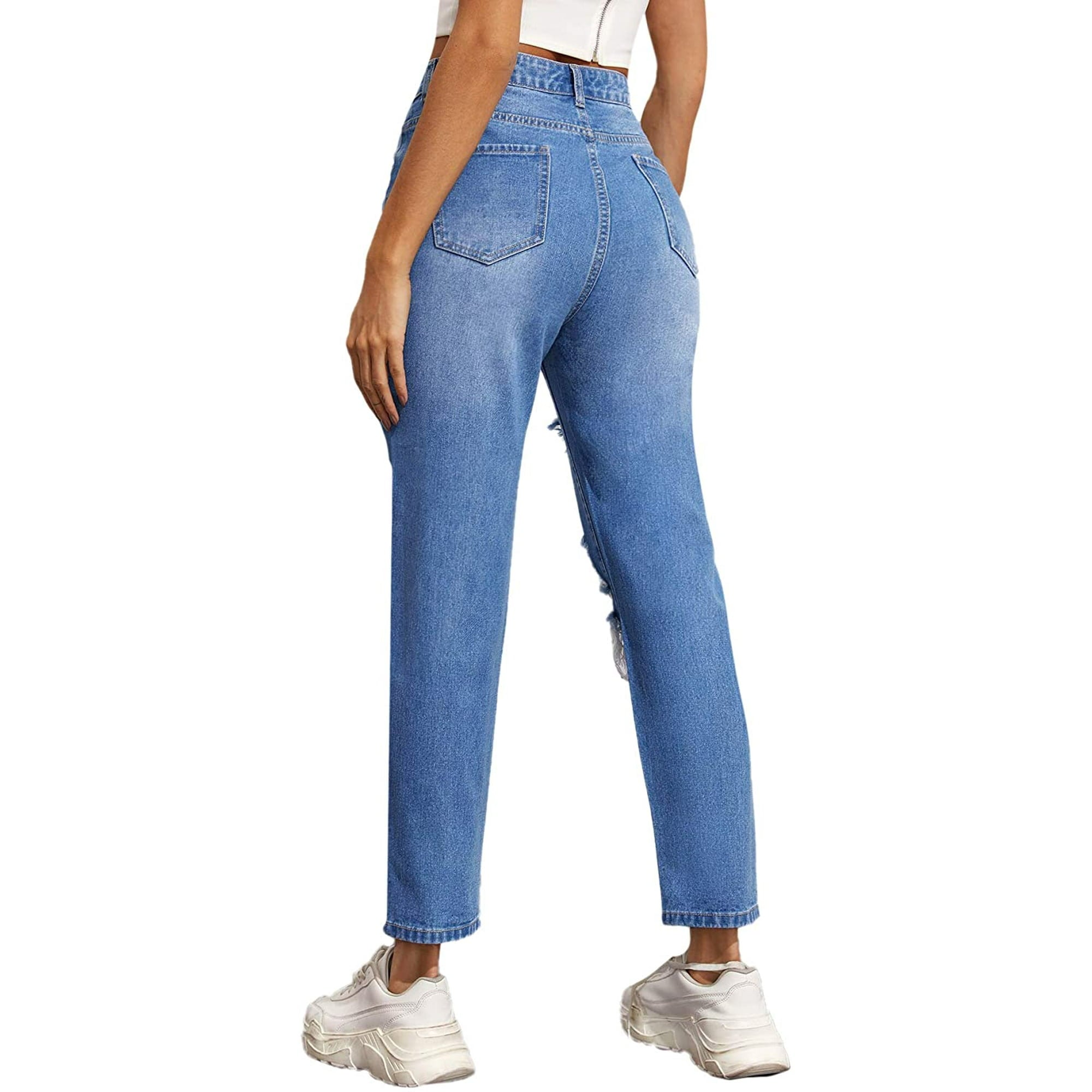 Women's Distressed Cropped Boyfriend Jeans