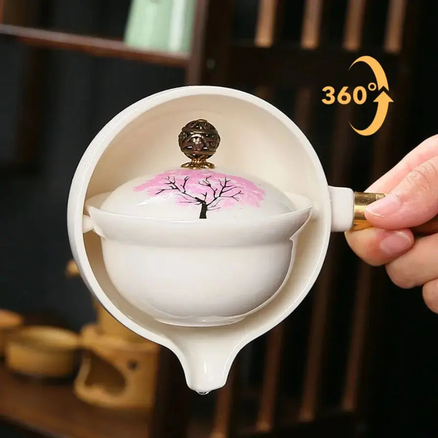 Tetera de Cerámica con Infusor Giratorio Flor de Cerezo