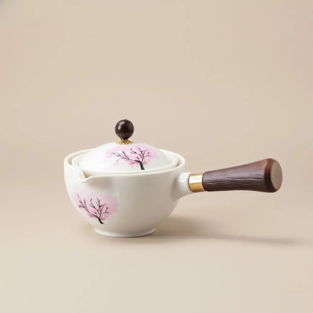 桜柄 回転式茶こし付き セラミック急須