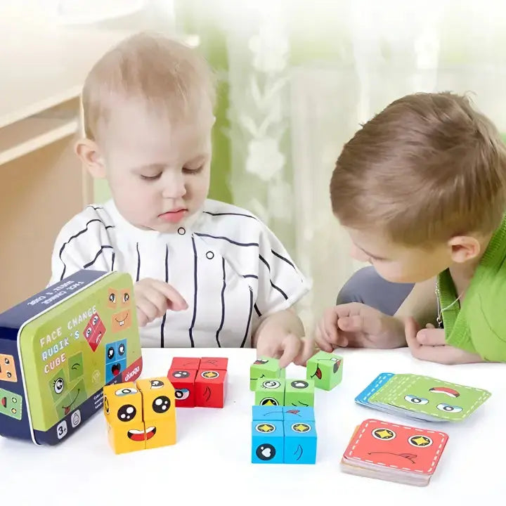 Dřevěné výukové kostky – kreativní hra na skládání a párování (od 3 let)