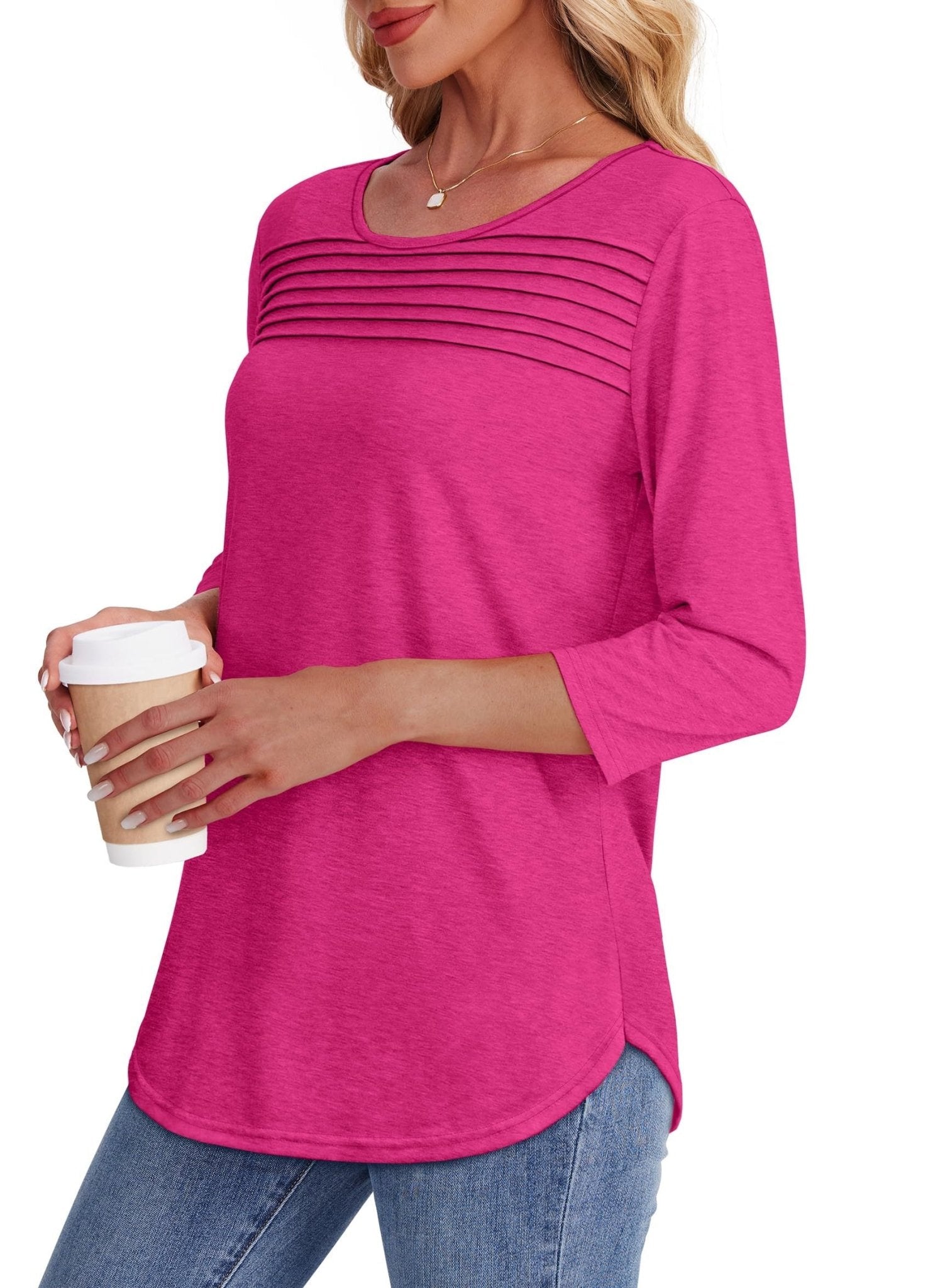 Aria - Pleated 3/4 Sleeve Top