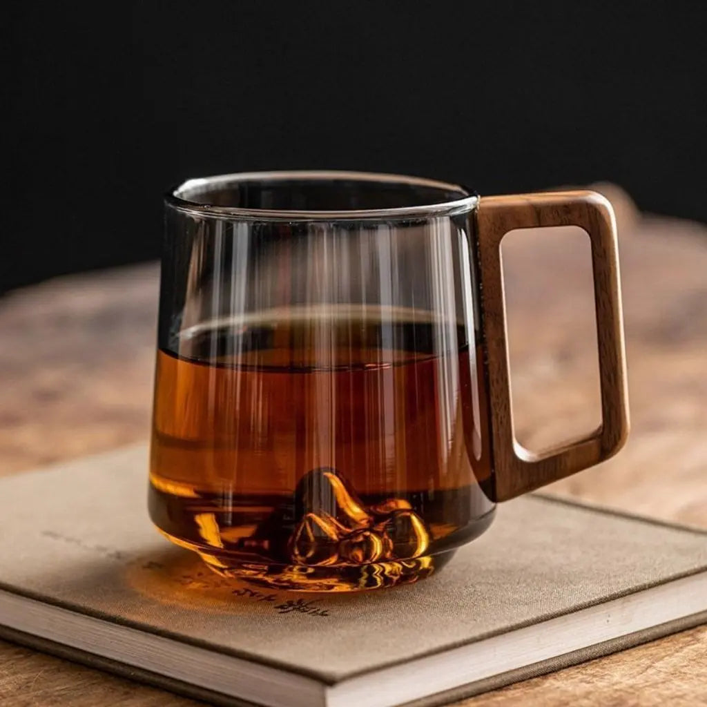 Noah Borosilikatglas-Tasse mit Holzgriff