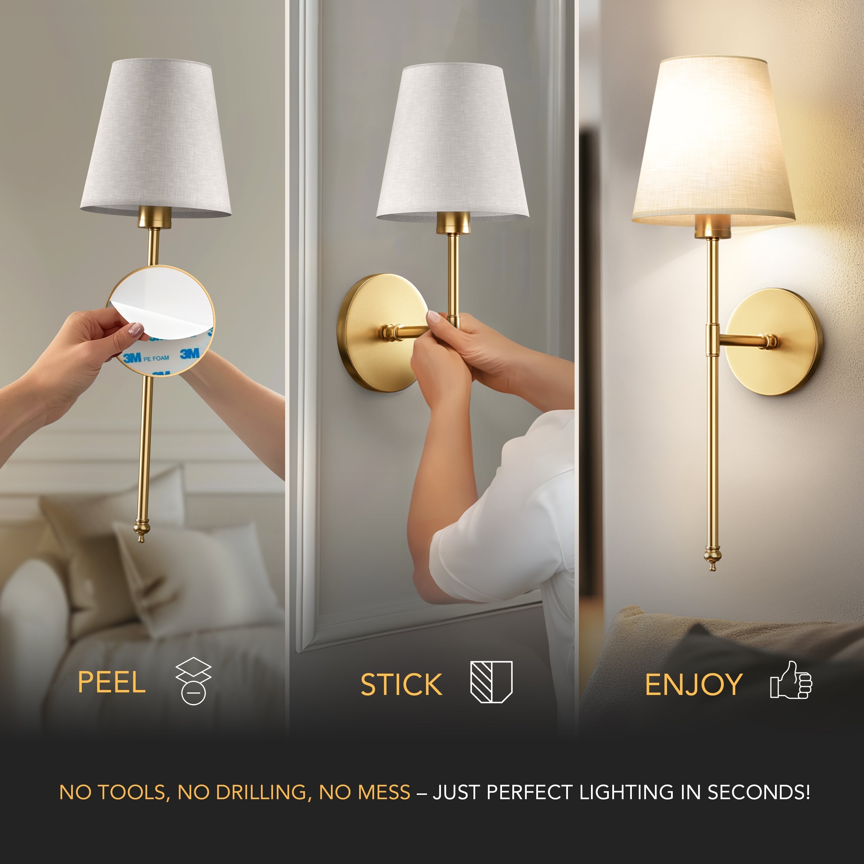 LuxeGlow – Bezdrátová nástěnná lampa (sconce)