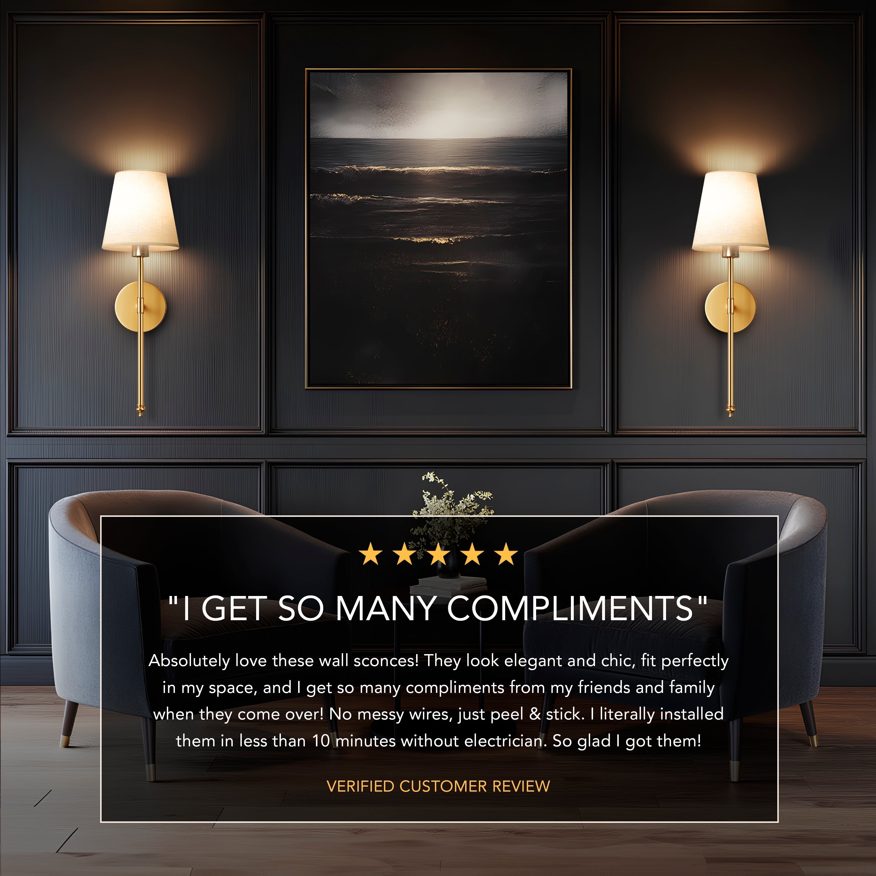 LuxeGlow – Bezdrátová nástěnná lampa (sconce)