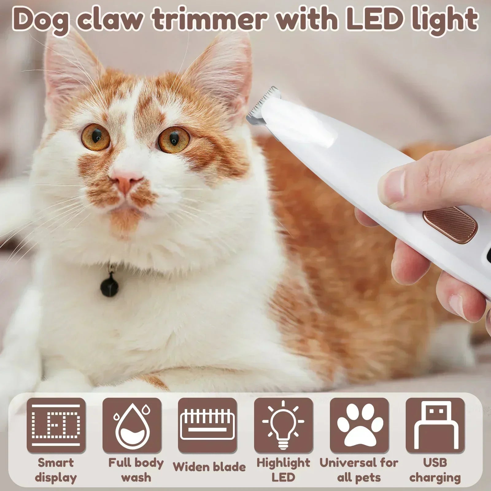 PawPerfect – dobíjecí zastřihovač drápků pro domácí mazlíčky s LED světlem
