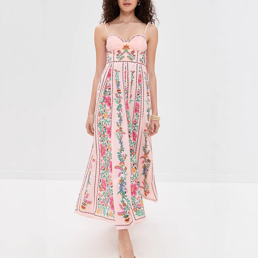 Idonna - Elegantní letní květinové maxi šaty bez rukávů na ramínka