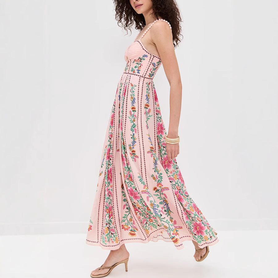 Idonna - Elegantní letní květinové maxi šaty bez rukávů na ramínka