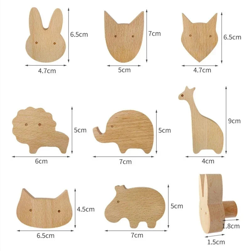 NordicPals - Ganci da Parete con Animali in Legno