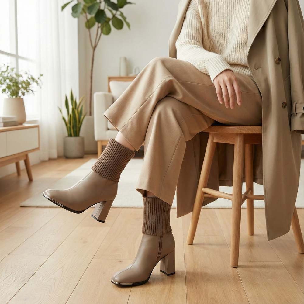 Tall Stretch Knit Block Heel Boots