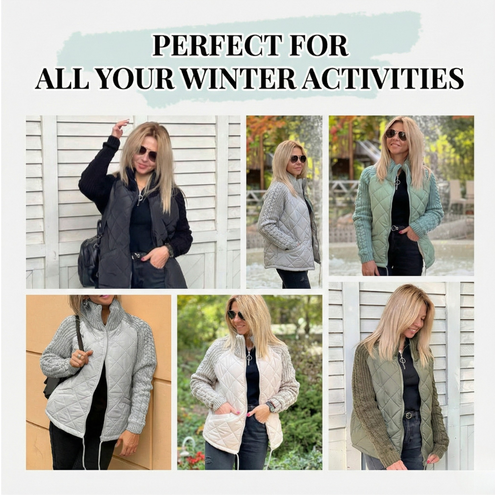 Knitted Sleeve Patchwork Puffer Jacket