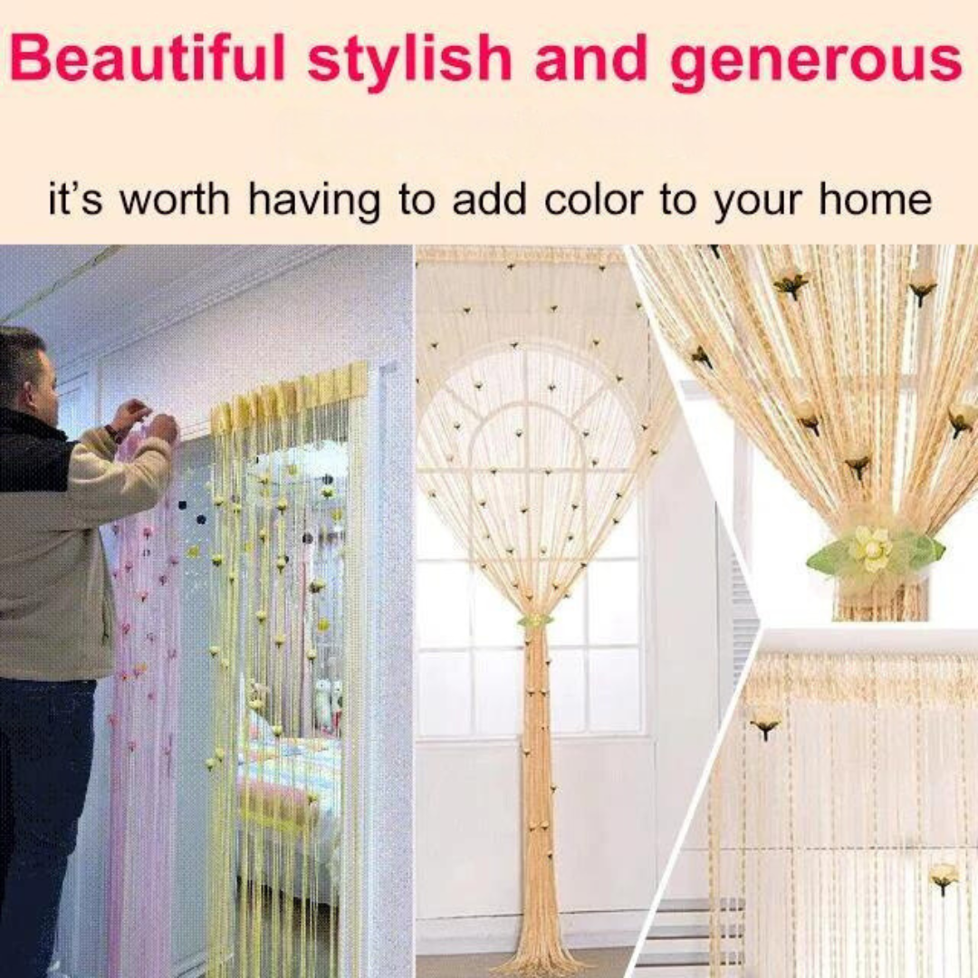 FloralGrace Decorative Rose String Curtains