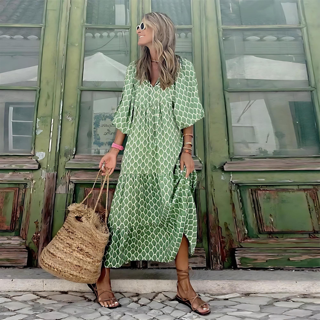 Sabine - Boho chic dámské maxi šaty