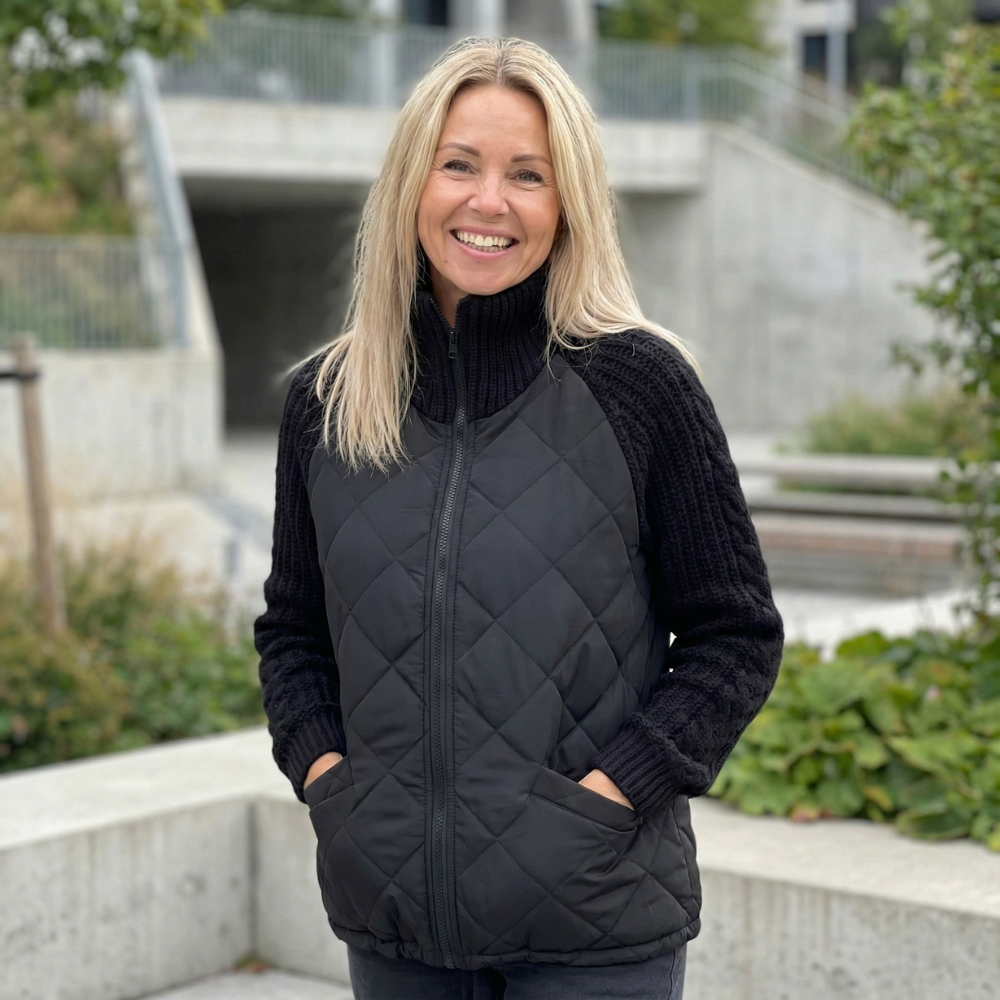 Knitted Sleeve Patchwork Puffer Jacket