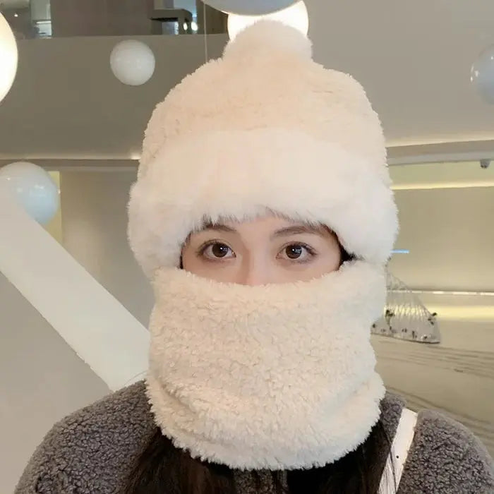Větruodolná huňatá čepice se šálou na zimu