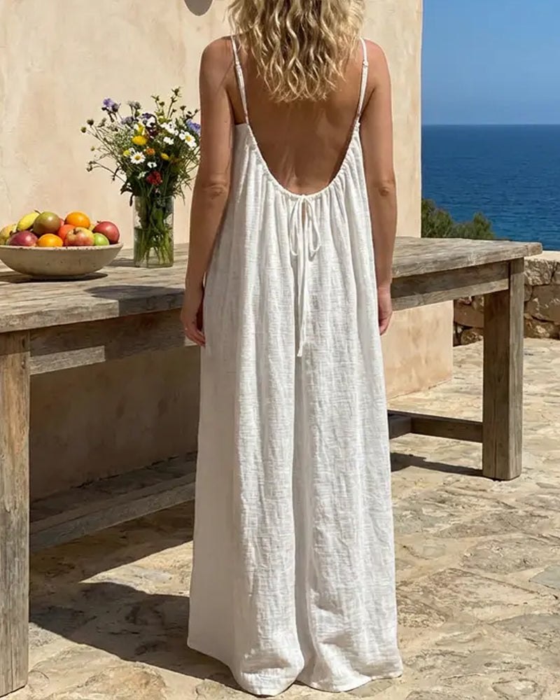 Wina - Women's Backless Maxi Dress with Spaghetti Straps