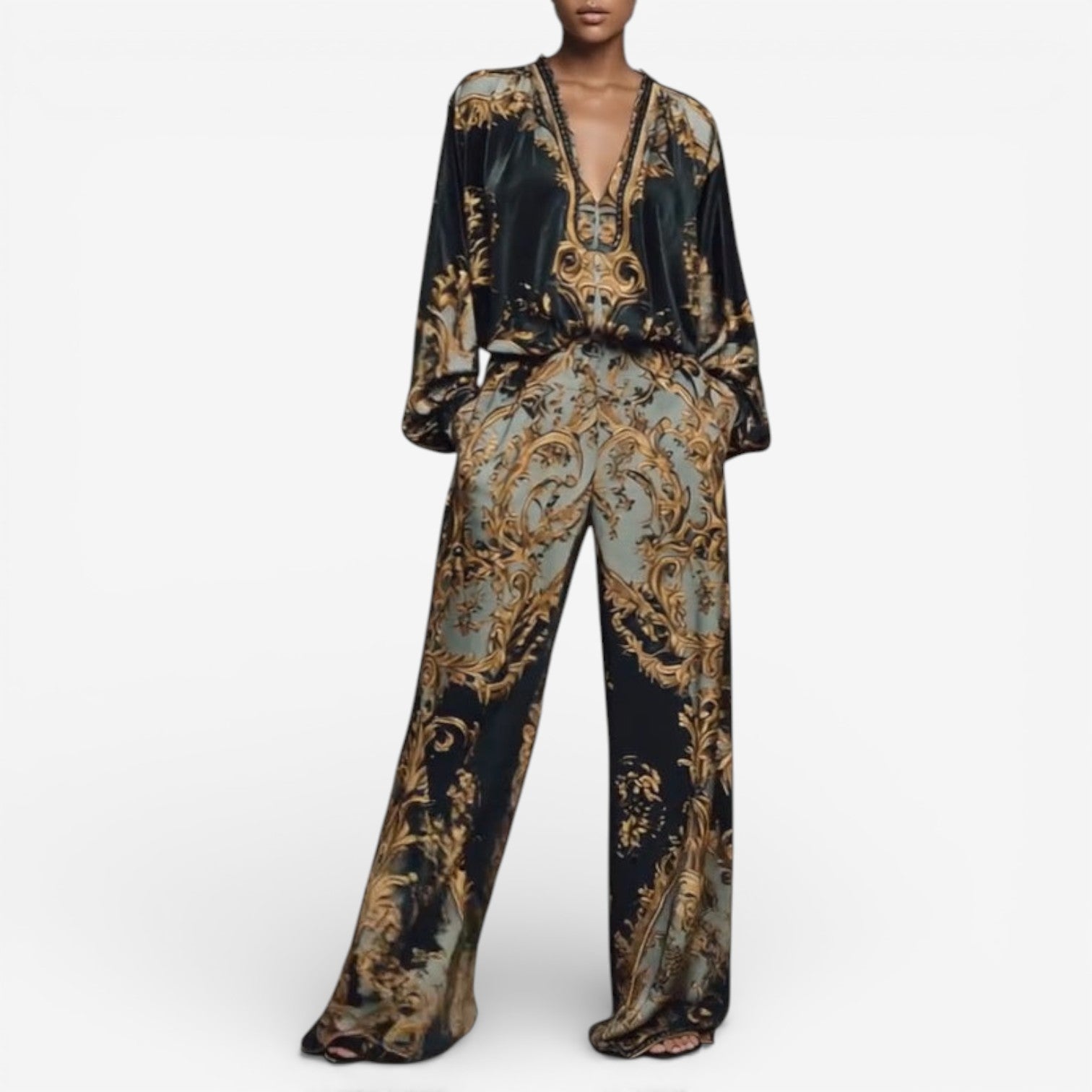 Maureen - Elegant Printed Set, Ornate Fluid Co-Ord