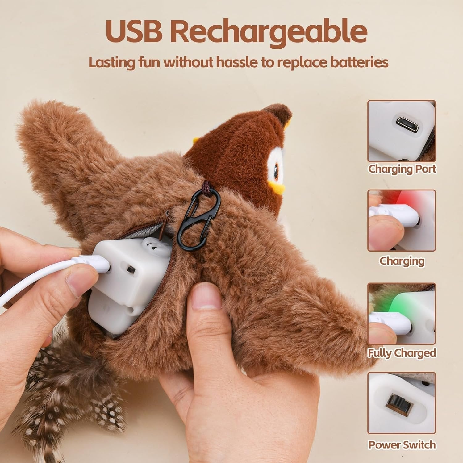 ChirpBuddy – Giocattolo interattivo in peluche a forma di gatto con cinguettio