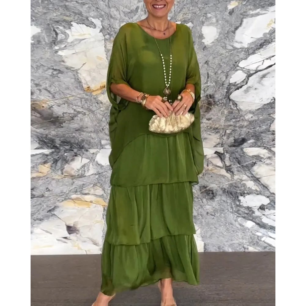 Women's Tiered Maxi Dress with Relaxed Fit and Flowing Design